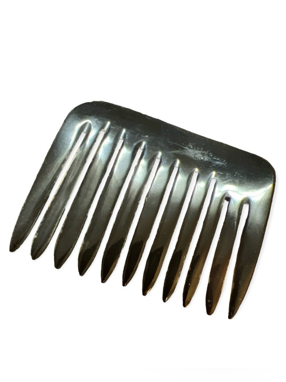 Vintage Hand Carved‎ Horn Hair Comb, Deadstock, Made in France, XL Hair Comb